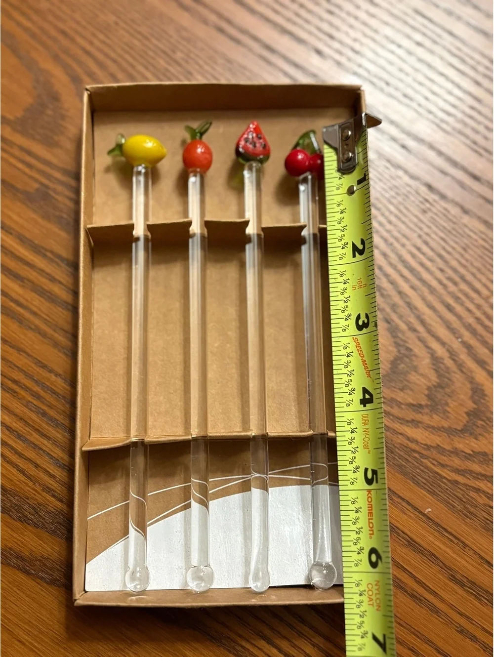 World Market Fruit Glass Drink Stirrers - Set of 4 - BNIB